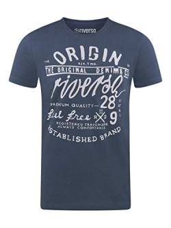 riverso Herren T-Shirt RIVLeon Rundhals O-Neck Kurzarm Tee Shirt Print Regular Fit 100% Baumwolle, Größe:3XL, Farbe:Blau (DJD) von riverso