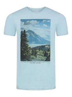 riverso Herren T-Shirt RIVLukas Fotodruck Rundhals O-Neck Kurzarm Shirt Regular Baumwolle Blau XL, Größe:XL, Farbe:Light Aqua Blue (CJD) von riverso