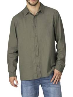 riverso Leinenhemd Herren RIVFabio Regular Fit Freizeithemd Businesshemd Herrenhemd Langarm Leinen Hemd Sommer Oberteil Basic Knopfleise Einfarbig, Größe:3XL, Farbe:Ivy Olive von riverso