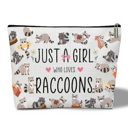 rizotus Make-up-Tasche für Frauen, inspirierendes Geschenk für sie, Frauen, Mädchen, Tochter, Ehefrau, Lehrer, Make-up-Tasche, Kosmetiktasche, Reisezubehör, Just A Girl Who Love Raccoons-19 von rizotus