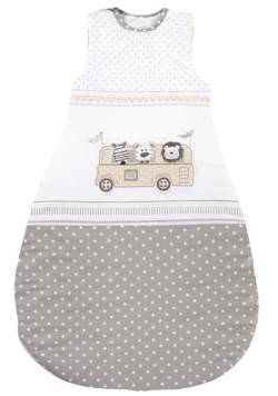 roba Safaribus Baby Schlafsack, Länge: 90 cm, 6 Monate, ideal für alle Jahreszeiten, Tiermotiv, braun/weiß von roba