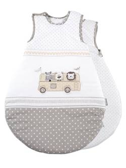 roba Safaribus Baby Schlafsack - Länge: 70 cm von 0-6 Monaten - Ideal für alle Jahreszeiten - Tiermotiv - braun/weiß von roba