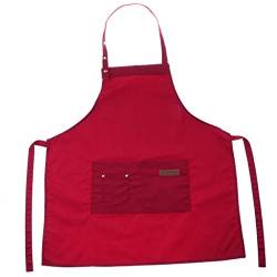 rockible Baumwolle Latzschürze Kochschürzen mit verstellbarem Nackenband, & Pflegeleicht; Premium Küchenschürze für Damen und Herren, aus Baumwolle, 71, rot von rockible