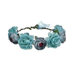 rockible Blumen Stirnband, Blumenkrone, Girlande für Frauen, Haarband, Blumenkranz für Haare, Blumen Stirnband für Frauen, für Brautparty, Brautjungfer, Blau von rockible