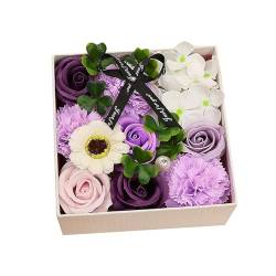 rockible Seifenblume, Valentinstagsgeschenk, schöne Badeseife, Rosenblütenblätter für Mutter, Frau, Freundinnen, Liebhaber, Hochzeit, Geburtstag, lila von rockible