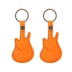roomoon Leder-Gitarrenplektren-Etui, Gitarrenplektren-Halter mit Schlüsselanhänger, Tasche für Gitarrenplektren, Geschenk, Orange, Gelb, hohe Guality, Orangegelb von roomoon