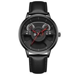 rorios Analog Quarz Armbanduhren Herren Mode Uhr Kreative Skelett Uhren Freizeit Edelstahl Uhren Minimalistisch Leder Armband Uhr für Männer Schwarz A von rorios