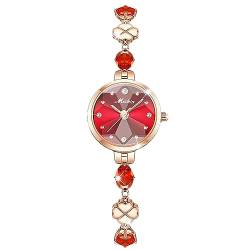 rorios Damen Analog Quarz Uhren Elegant Diamant Armbanduhren Schmuck Uhr Frauen Strass Uhr Weibliche Wasserdicht Uhr Rotwein von rorios