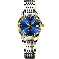 rorios Damen Automatikuhr Mode Leuchtend Armbanduhr mit Edelstahl Armband wasserdichte Diamant Uhr Mechanische Damen Uhren von rorios
