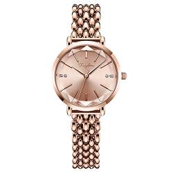 rorios Damen Uhr Analog Quarz Uhr mit Edelstahlarmband Wasserdicht Elegant Damenuhr Mode Roségold Uhr für Frauen Damen von rorios