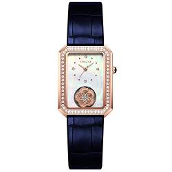 rorios Damen Uhren Analog Quarz Uhr Strass Zifferblatt mit Leder Armband Wasserdicht Vintage Frauen Armbanduhr Mode Damenuhr von rorios