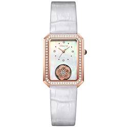 rorios Damen Uhren Analog Quarz Uhr Strass Zifferblatt mit Leder Armband Wasserdicht Vintage Frauen Armbanduhr Mode Damenuhr von rorios