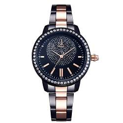 rorios Damen Uhren Analog Quarz Uhr Women Watches Mode Zifferblatt Leder Armband Ladies Armbanduhren Schwarz A von rorios