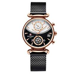 rorios Damen Uhren Analog Quarz Uhr mit Edelstahl Mesh Armband Multifunction Mädchen Uhr Klassische Damen Chronograph Uhr von rorios