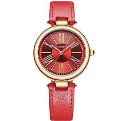 rorios Damen Uhren Wasserdicht Analog Quarz Armbanduhr mit Lederarmband Minimalist Damen Uhr Mode Uhren für Frauen Mädchen von rorios
