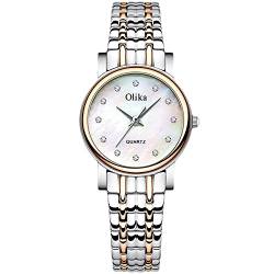 rorios Damen Uhren wasserdichte Analog Quarz Armbanduhr mit Edelstahlarmband Ziffernblatt aus Perlmutt Mode Strass Uhren für Frauen Mädchen von rorios