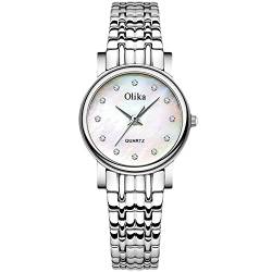 rorios Damen Uhren wasserdichte Analog Quarz Armbanduhr mit Edelstahlarmband Ziffernblatt aus Perlmutt Mode Strass Uhren für Frauen Mädchen von rorios