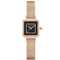 rorios Damenuhr Analog Quarz Uhr mit Mesh Edelstahl Armband Eckige Wasserdicht Armbanduhr für Damen von rorios