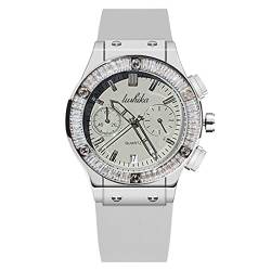 rorios Damenuhr Analog Quarz Uhren Wasserdicht Sports Chronograph Armbanduhren Fashion Datum Kalender Uhr Diamant Silikonband Uhr für Frauen von rorios