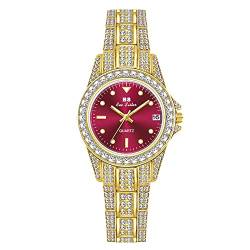 rorios Damenuhr Elegant Analog Quarz Uhren Kalender Uhren mit Strass Armband Wasserdicht Armbanduhr für Damen Frauen von rorios