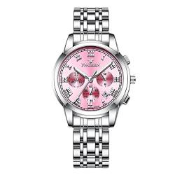 rorios Damenuhr Leuchtende Uhr Analoge Quarzuhr mit Edelstahlarmband Kalender Armbanduhr für Frauen Mädchen von rorios