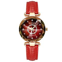 rorios Damenuhren Analog Quarz Uhren mit Lederband Mode Wasserdicht Frauen Uhren Diamant Armbanduhren für Frauen Mädchen von rorios