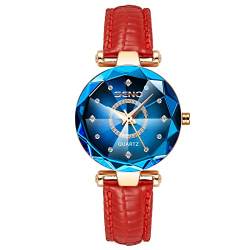 rorios Damenuhren Analog Quarz Uhren mit Lederband Mode Wasserdicht Frauen Uhren Diamant Armbanduhren für Frauen Mädchen von rorios
