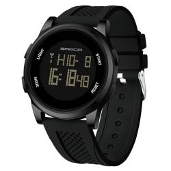 rorios Einfache Elektronische Uhr Herren Digital Armbanduhr Multifunktional Sport Uhr Freizeit wasserdichte Uhr Silikon Armband für Männer Junge Schwarz A von rorios