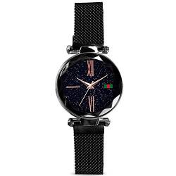 rorios Fashion Damen/Women Armbanduhr Analog Quarzuhr Armbanduhren Mesh Armband Sternenklarer Schön Himmel Dial Armbanduhr von rorios