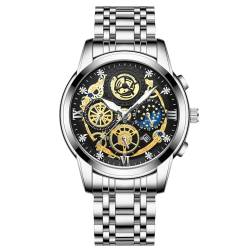 rorios Herren Analog Quarz Armbanduhr Diamant wasserdichte Uhr Business Edelstahl Uhren Leuchtend Datum Kalender Uhr Dekorative Kleines Zifferblatt Uhr Weiß schwarz von rorios