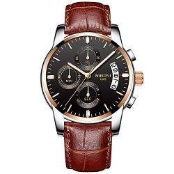 rorios Herren Analog Quarz Armbanduhren Leuchtend Chronograph Uhr Geschäft Uhren Lederband mit Datum Kalender Mode Armbanduhr Männer von rorios