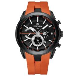 rorios Herren Armbanduhren Einfach Silikon Uhr Multifunktional Sport Uhr Freizeit Quarz Uhr Mode Analog Uhr Chronograph Leuchtend Uhr für Männer Orange von rorios
