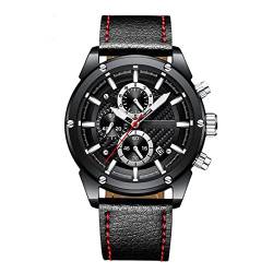 rorios Herren Armbanduhren Leder Armband Kalender Leuchtend Stoppuhr Multifunktionen Wasserdicht Herrenuhr von rorios