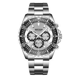 rorios Herren Business Uhren Klassische Edelstahl Uhr Multifunktional Quarz Armbanduhr Leuchtend Analog Herrenuhr mit Männer Silber von rorios