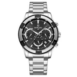 rorios Herren Business Uhren Multifunktional Quarz Armbanduhr Einfach Edelstahl Uhr Leuchtend Analog Herrenuhr mit Männer Schwarz von rorios