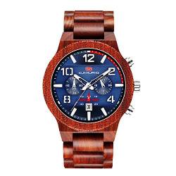 rorios Herren Holz Armbanduhren Leuchtend Watch Analog Quarz Armbanduhren Uhr mit Kalender Multifunction Männer Armbanduhr von rorios