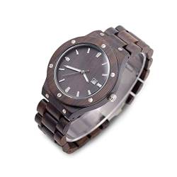 rorios Herren Holzuhr Analog Quarz Uhr mit Kalender Anzeige Natürliche Leichte Sandelholz Armbanduhr für Männer von rorios