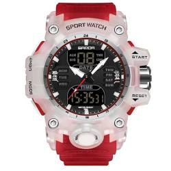 rorios Herren Militär Armbanduhr Mode Sport Uhren Multifunktional Elektronische Uhr Digital Analog Quarz Uhr Dual Display Uhr für Jungen Männer 50M wasserdichte Rot von rorios