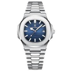 rorios Herren Minimalistic Uhr Analog Quarz Armbanduhr Datum Kalender Leuchtend Uhr Elegante Business Uhren Edelstahl Herrenuhren Blau von rorios