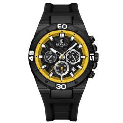 rorios Herren Mode Armbanduhren Sport Silikon Armband Uhr Analog Quarz Uhr Multifunktional Chronograph Uhr Leuchtend 3ATM Uhr für Männer Schwarz von rorios