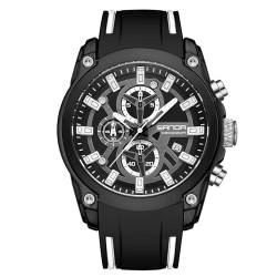 rorios Herren Quarz Armbanduhren Mode Sport Uhr Multifunktional Chronograph Uhren Leuchtend Analog Uhr für Männer mit Silikon Armband Schwarz von rorios