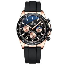 rorios Herren Uhr Leuchtende Uhr Multi Zifferblatt Uhr mit Silikon Armband Chronograph Analogue Quartz Armbanduhr für männer von rorios