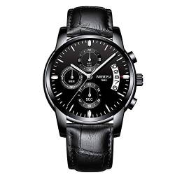 rorios Herren Uhren Analog Quarz Armbanduhren Chronograph Uhr Leuchtend Geschäft Uhren Lederband mit Datum Kalender Mode Armbanduhr Männer von rorios