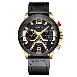 rorios Herren Uhren Analog Quarz Armbanduhren Chronograph Uhr mit Datum Kalender Lederband Mode Sportuhr Männeruhren von rorios