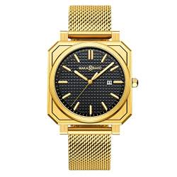 rorios Herren Uhren Leuchtuhr Analog Quarz Uhr mit Edelstahl-Netzarmband Minimalistische Armbanduhr für männer von rorios