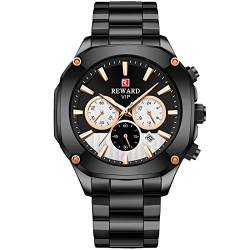 rorios Herrenuhr Leuchtend Uhr Business Analogue Quartz Uhr mit Edelstahl Armband Casual Chronograph Armbanduhr für Herren von rorios