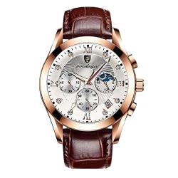rorios Herrenuhren Analogue Quartz Uhren mit Lederband wasserdichte Kalender Uhr Herren Chronograph Armbanduhr von rorios