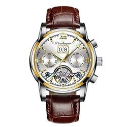 rorios Herrenuhren Automatik Mechanische Uhr mit Lederband Klassisches Leuchtende Uhr Wasserdicht Armbanduhr Uhr für Männer von rorios
