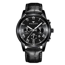 rorios Herrenuhren Leuchtende Uhr Analoge Quarzuhr Kalender Uhr Lederarmband Armbanduhr für Männer Herren von rorios