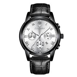 rorios Herrenuhren Leuchtende Uhr Analoge Quarzuhr Kalender Uhr Lederarmband Armbanduhr für Männer Herren von rorios